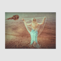 Mermaid By The Sea Vintage Teal Brown