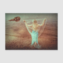 Mermaid By The Sea Vintage Teal Brown