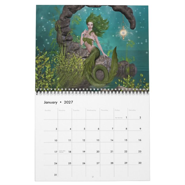 mermaid calendar (Jan 2027)