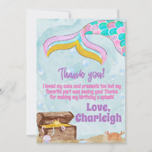 Mermaid Carte de remerciements d'anniversaire