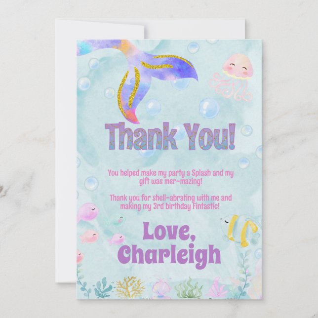 Mermaid Carte de remerciements d'anniversaire (Devant)