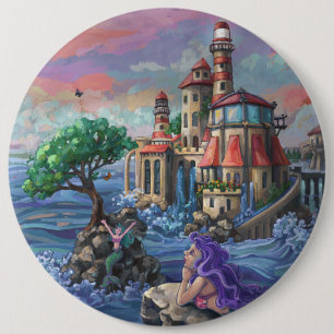 Mermaid Castle 6 Inch Round Button