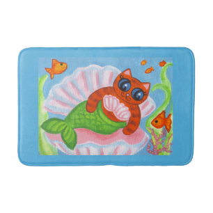 Mermaid Cat Bathroom Rug 