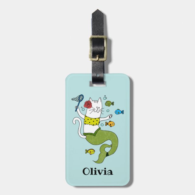 Mermaid Cat Customized Luggage Tag (Front Vertical)