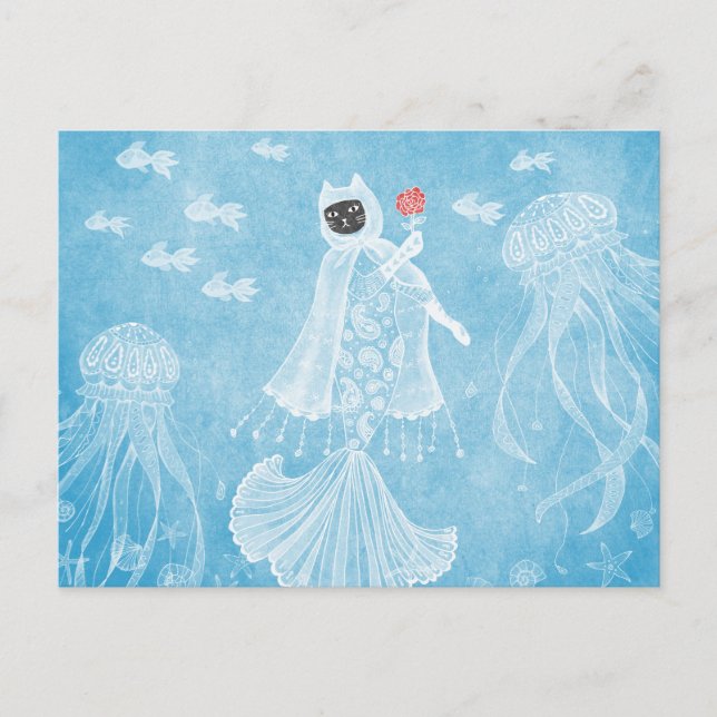 Mermaid cat Icy princesse Carte postale (Devant)