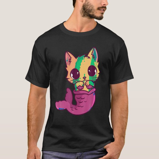 Mermaid Cat Lover Owner Purrmaid Fish Kitten Meowm T-Shirt (Front)