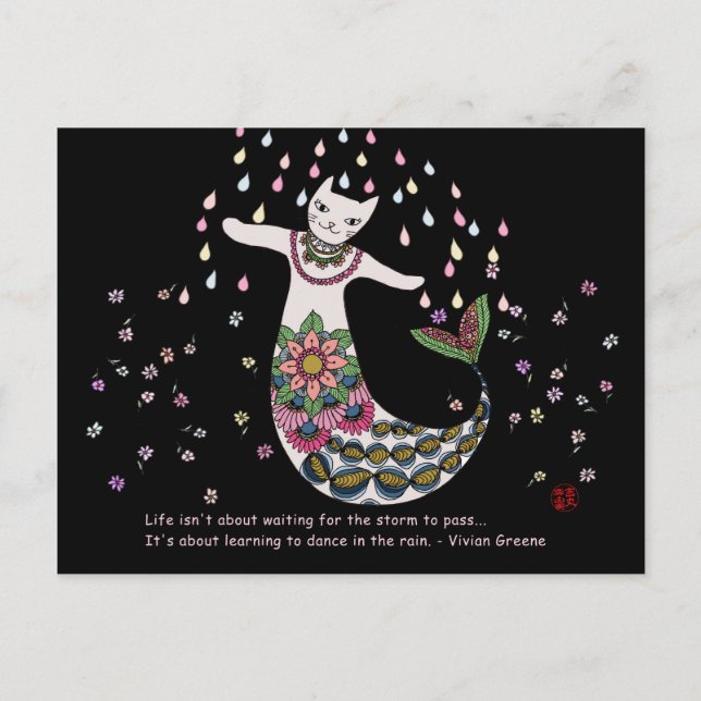 Mermaid cat postcard (Front)