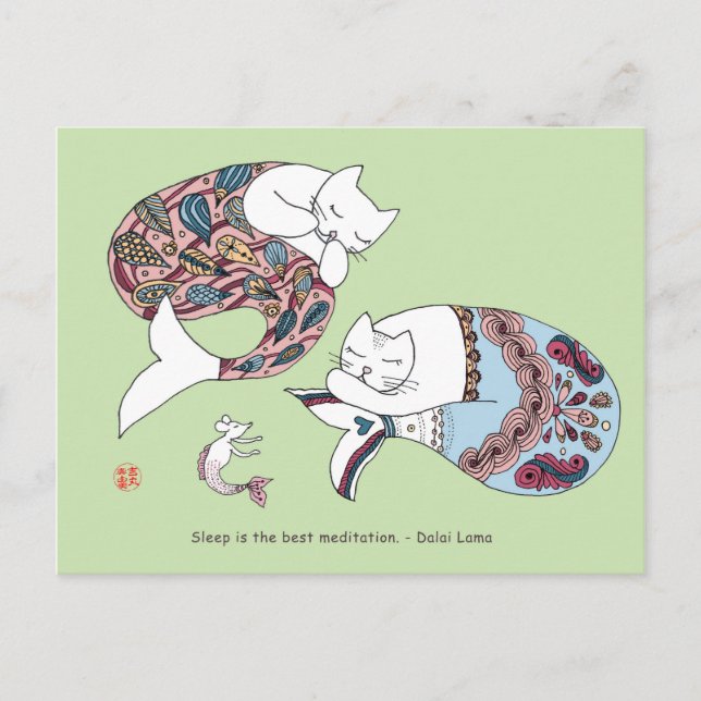 Mermaid cat postcard (Front)