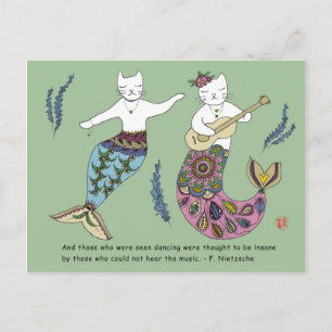 Mermaid cat postcard