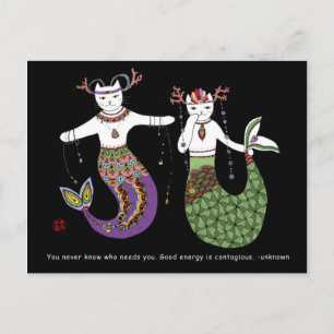Mermaid cat postcard
