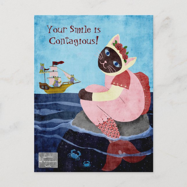 Mermaid cat smiling Postcard (Front)