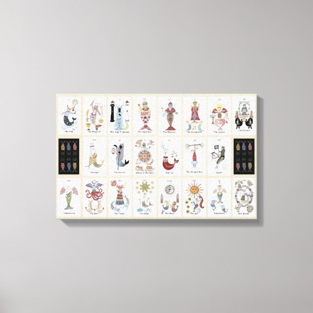 Mermaid cat Tarot Major Arcana Canvas Print (Front)