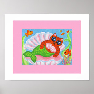 Mermaid Cat Wall Art Print
