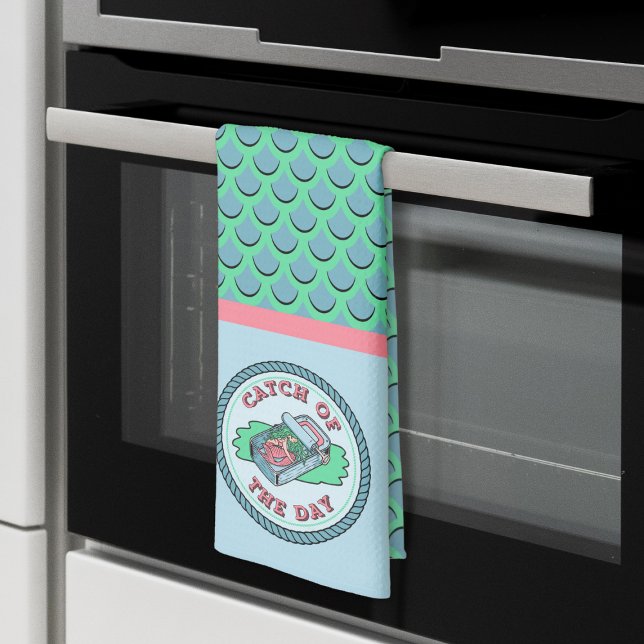 Mermaid Catch of the Day Kitchen Towel (Creator Uploaded)