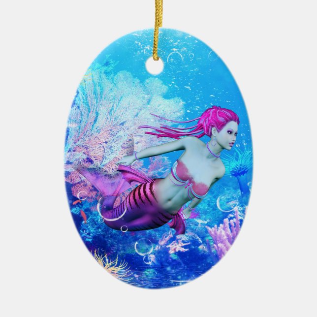 Mermaid Ceramic Ornament (Front)