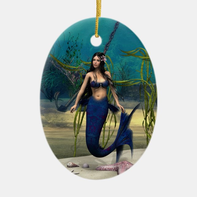 Mermaid Ceramic Ornament (Front)
