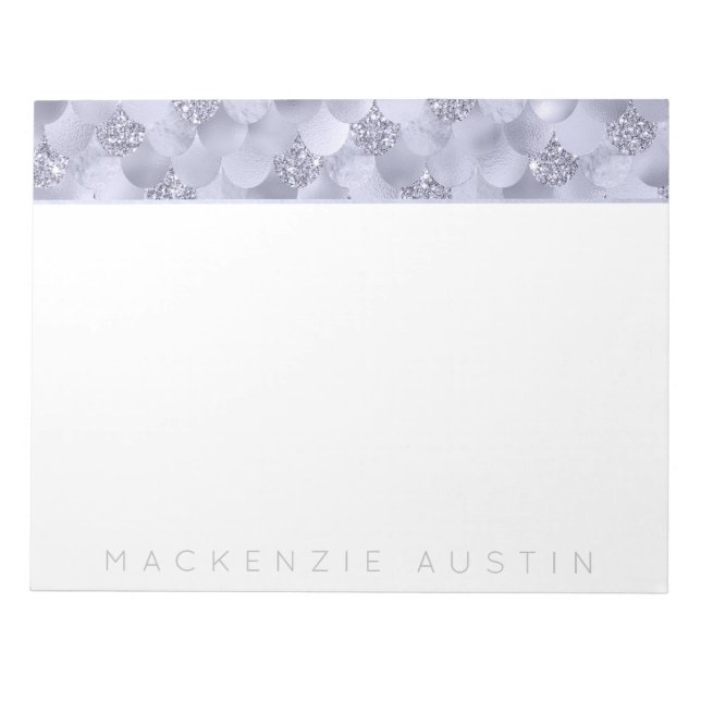 Mermaid Chic Scales | Dusty Lavender Purple Custom Notepad (Front)