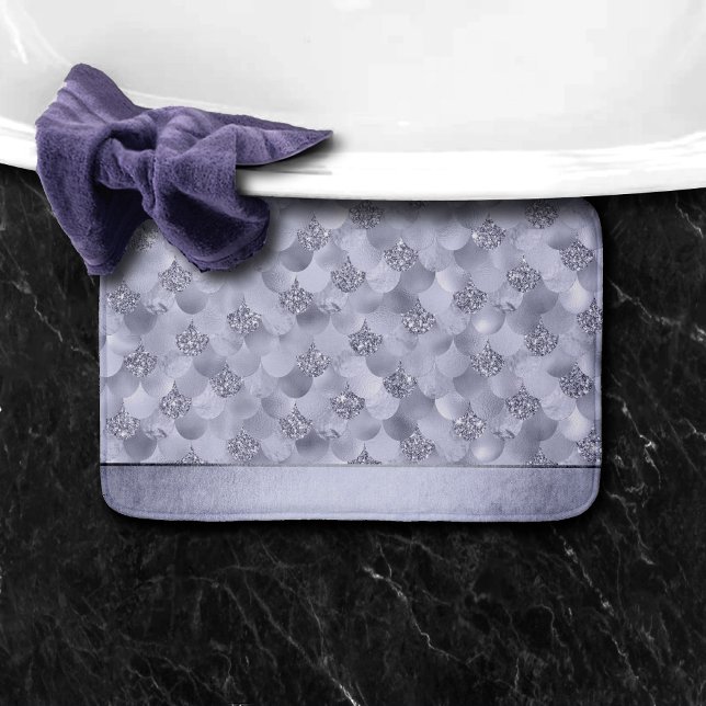 Mermaid Chic Scales | Dusty Lavender Purple Lustre Bath Mat (Creator Uploaded)