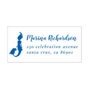 Mermaid Chic Script Name & Custom Return Address Self-inking Stamp