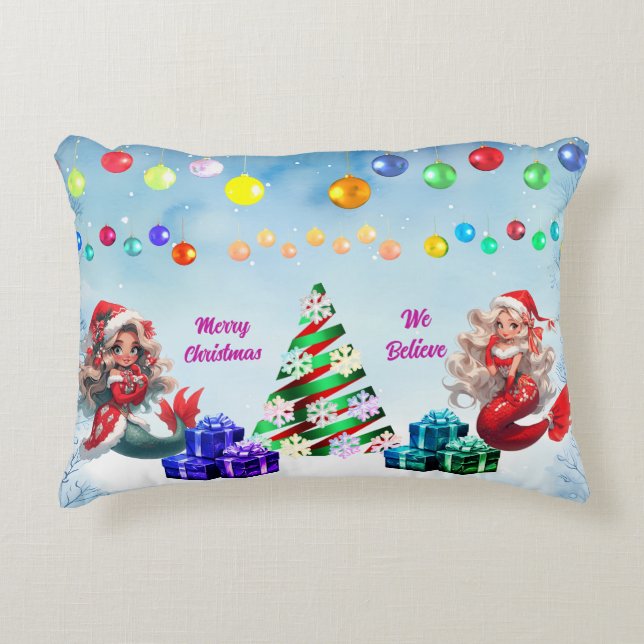 Mermaid Christmas  Accent Pillow (Front)