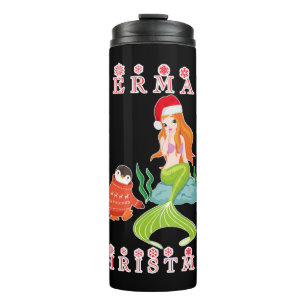Mermaid Christmas and Funny Penguin Thermal Tumbler