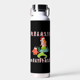 Mermaid Christmas and Funny Penguin Water Bottle