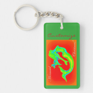 mermaid christmas customized keychain