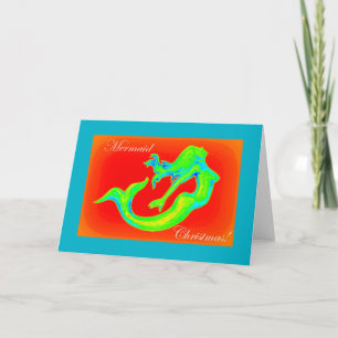mermaid christmas greeting card