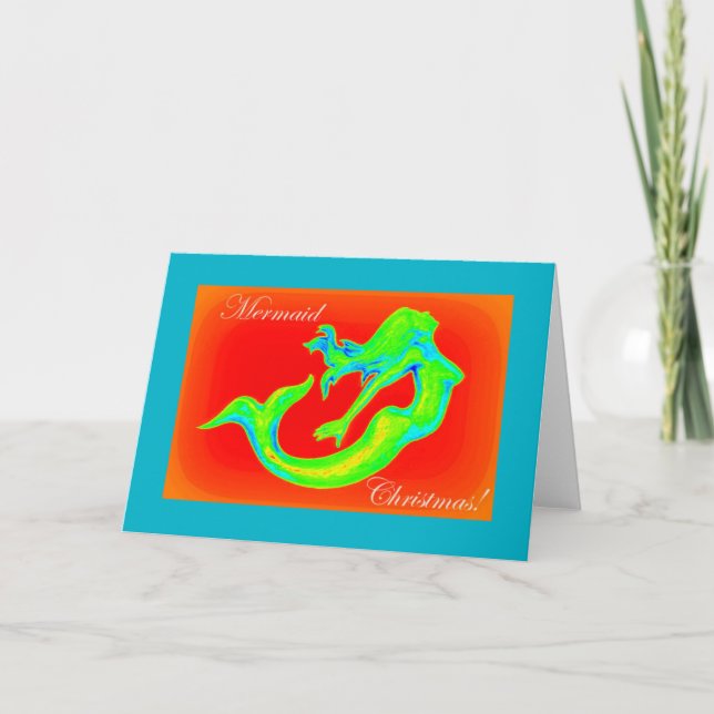 mermaid christmas greeting card (Front)