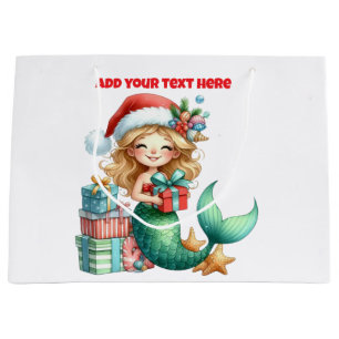 Mermaid Christmas Large Gift Bag – Personalized