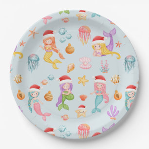 Mermaid Christmas Paper Plate