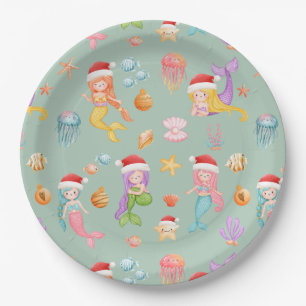 Mermaid Christmas Paper Plate