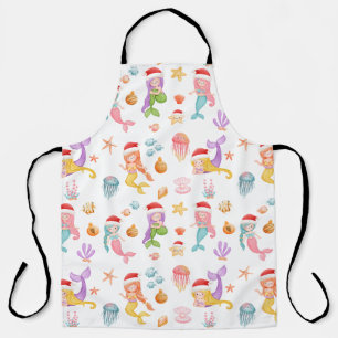 Mermaid Christmas Pattern Apron