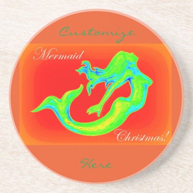 mermaid christmas red coaster (Front)