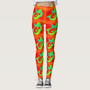 mermaid christmas red/green leggings