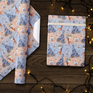 Mermaid Christmas   Stocking and Tree Blue Orange Wrapping Paper