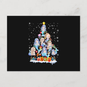 Mermaid Christmas Tree Lights Funny Xmas Mermaid L Postcard