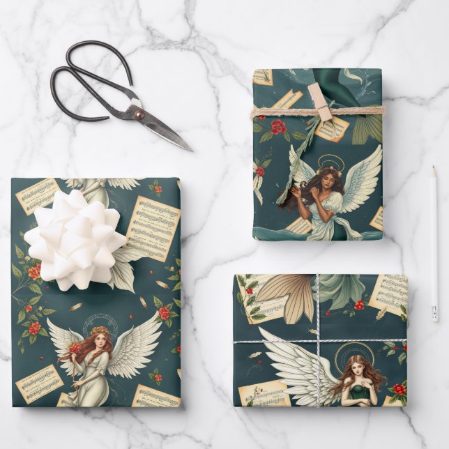 Mermaid Christmas Wrapping Paper Sheet (Front)