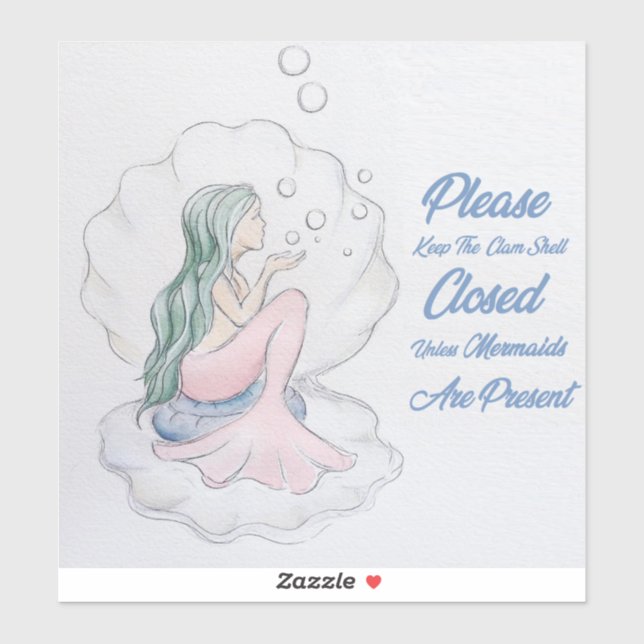 Mermaid Clam Shell Toilet Sticker (Sheet)