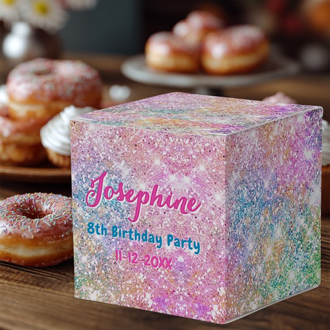 Mermaid colorful iridescent birthday custom favor box (Creator Uploaded)