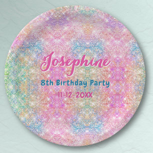 Mermaid colorful iridescent birthday custom paper plate