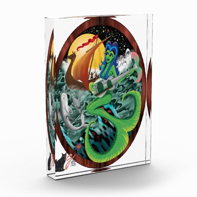 Mermaid Colour Illustration Acrylic Block (Left)