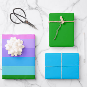 Mermaid Colour Stripes Wrapping Paper Sheet