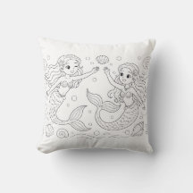 Mermaid Colouring Book Pillow | Kids Room Decor