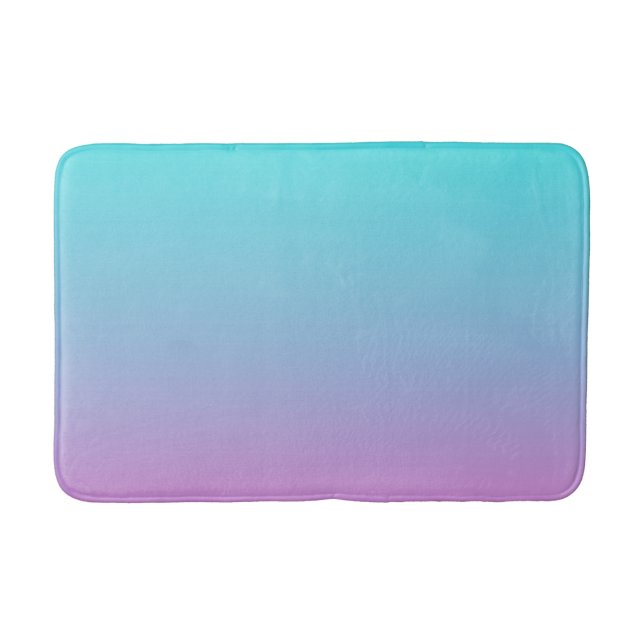 Mermaid colours gradient purple pink aqua ombre bath mat (Front)