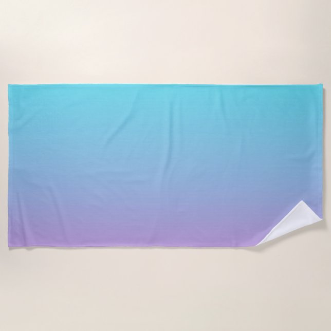 Mermaid colours gradient purple pink aqua ombre beach towel (Front)