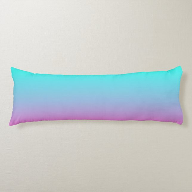 Mermaid colours gradient purple pink aqua ombre body pillow (Front)
