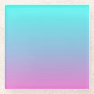 Mermaid colours gradient purple pink aqua ombre glass coaster