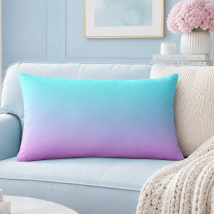 Mermaid colours gradient purple pink aqua ombre lumbar pillow
