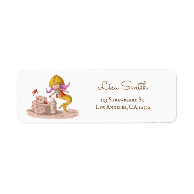 Mermaid Construction Sandcastle Return Address (Front)